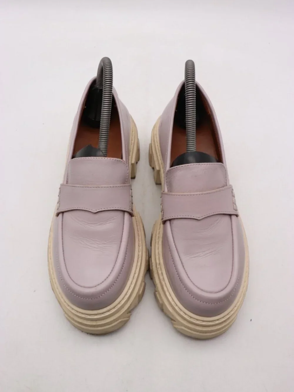 Alohas Trailblazer Purple Leather Women's Size EU 38 Chunky Penny Loafers